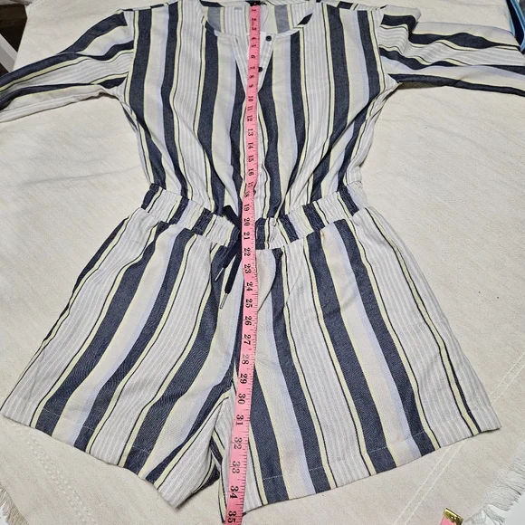 NWT Travis Matthew LUCKY LOO Navy stripe romper With Pockets! Sz S - Picture 13 of 14